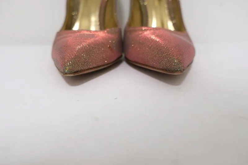 Gianvito Rossi Pumps Multicolor Glitter-Effect Twill Size 36.5 Pointed Toe Heel