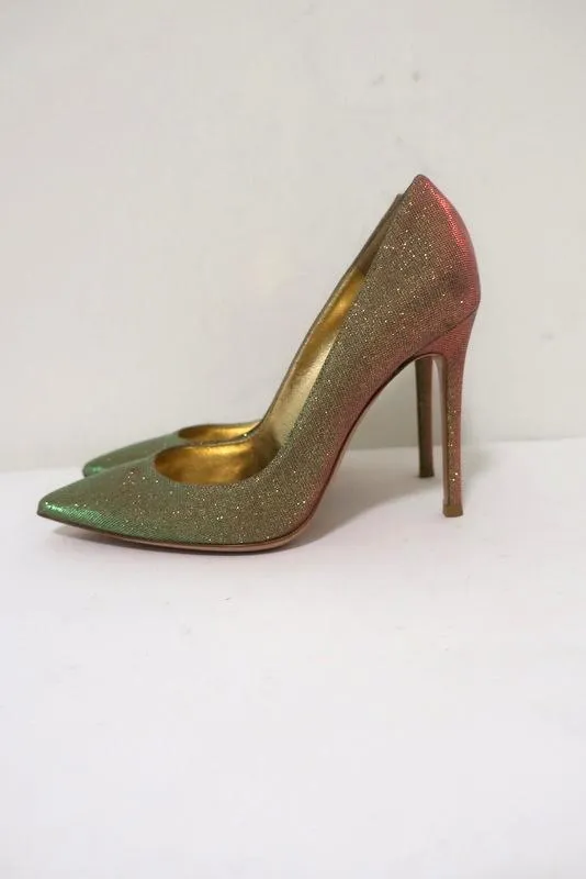 Gianvito Rossi Pumps Multicolor Glitter-Effect Twill Size 36.5 Pointed Toe Heel