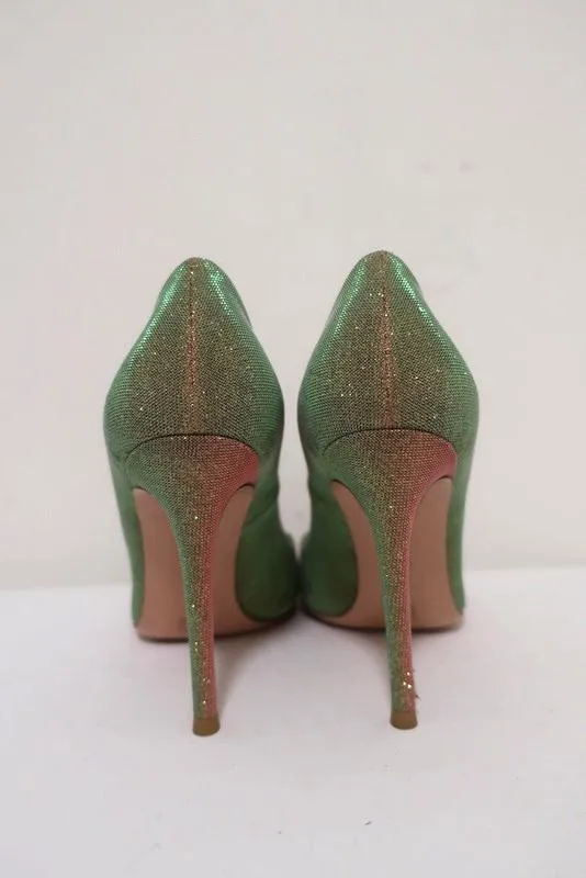 Gianvito Rossi Pumps Multicolor Glitter-Effect Twill Size 36.5 Pointed Toe Heel
