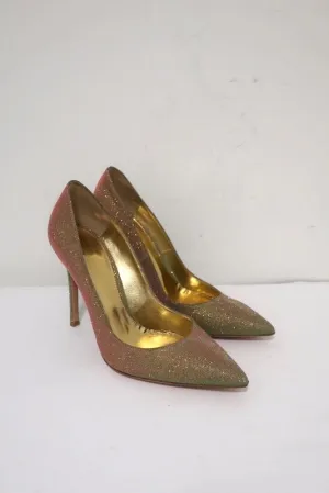 Gianvito Rossi Pumps Multicolor Glitter-Effect Twill Size 36.5 Pointed Toe Heel