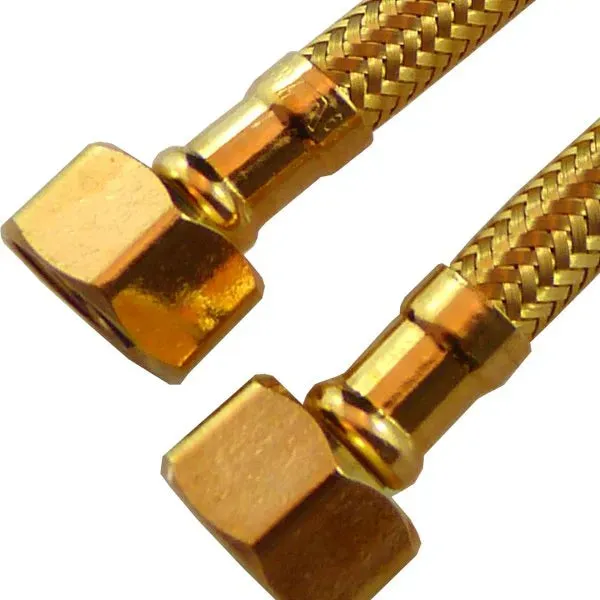 Haron B4F09G 9″ (225mm) GOLD 1/2″F x 1/2″F Stainless Steel Braided Hose