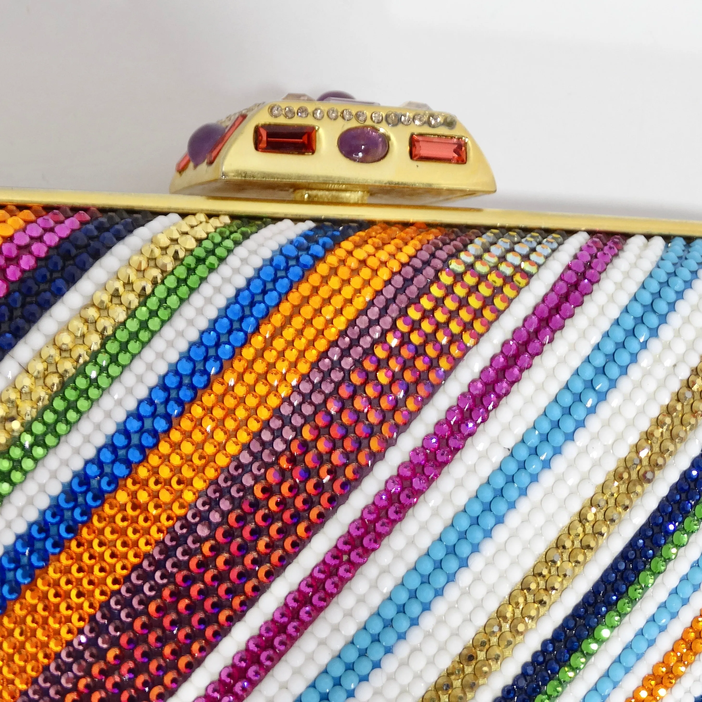 Judith Leber Multicolor Swarovski Crystal Embellished Clutch