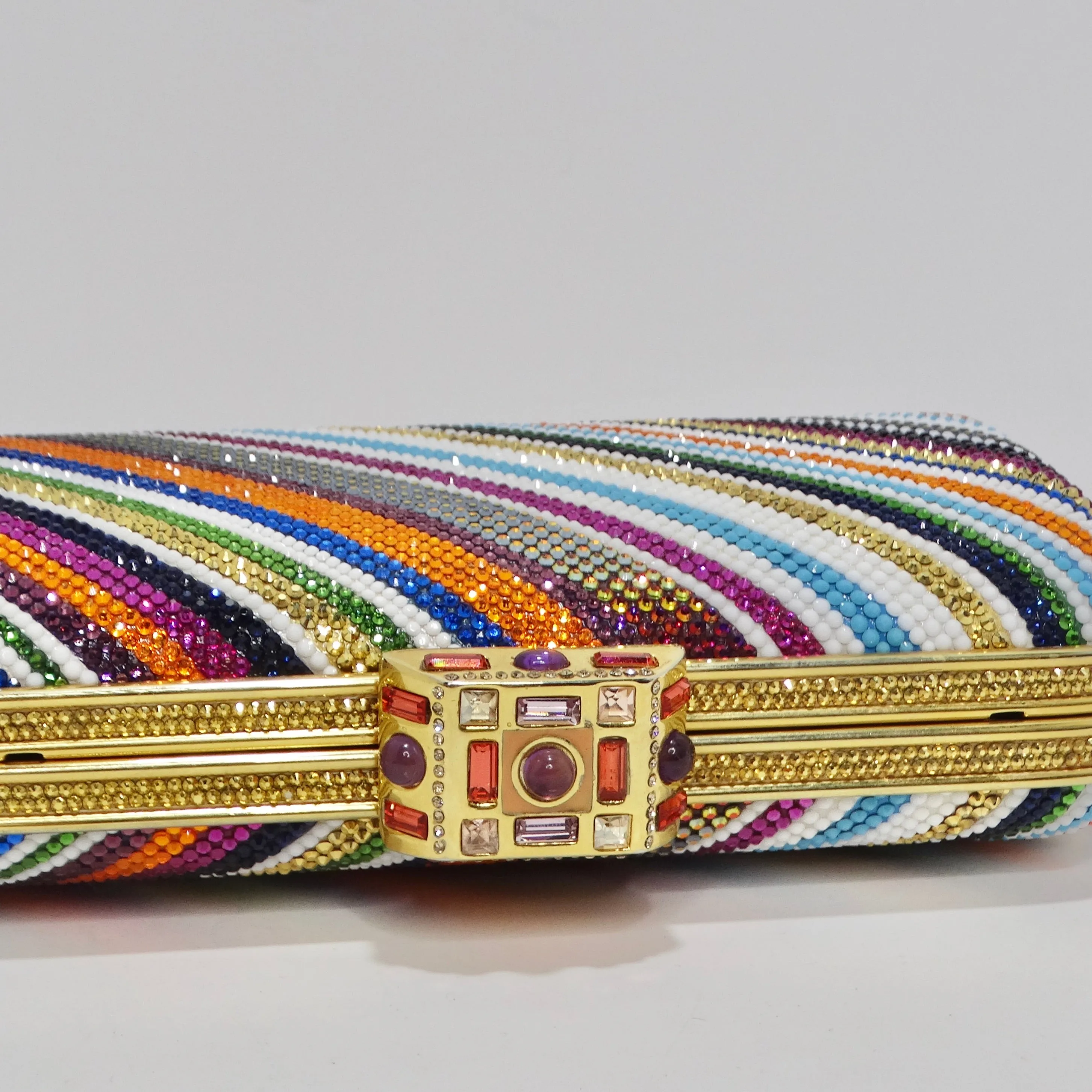 Judith Leber Multicolor Swarovski Crystal Embellished Clutch