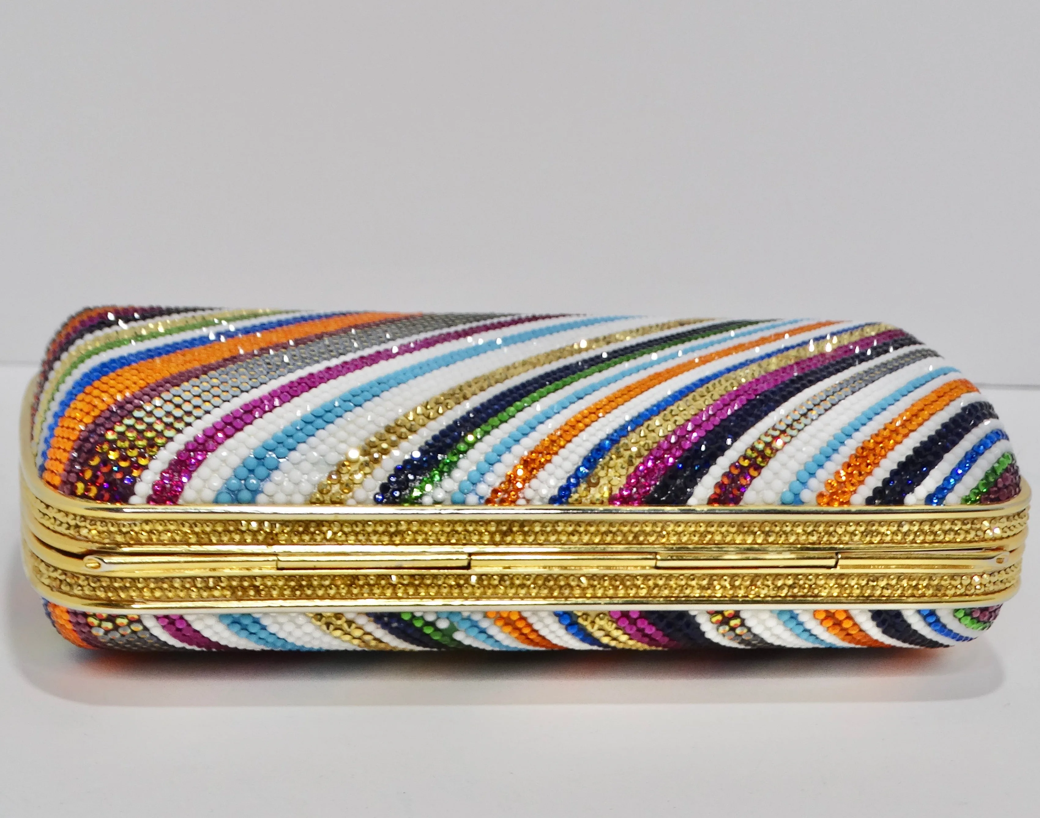 Judith Leber Multicolor Swarovski Crystal Embellished Clutch