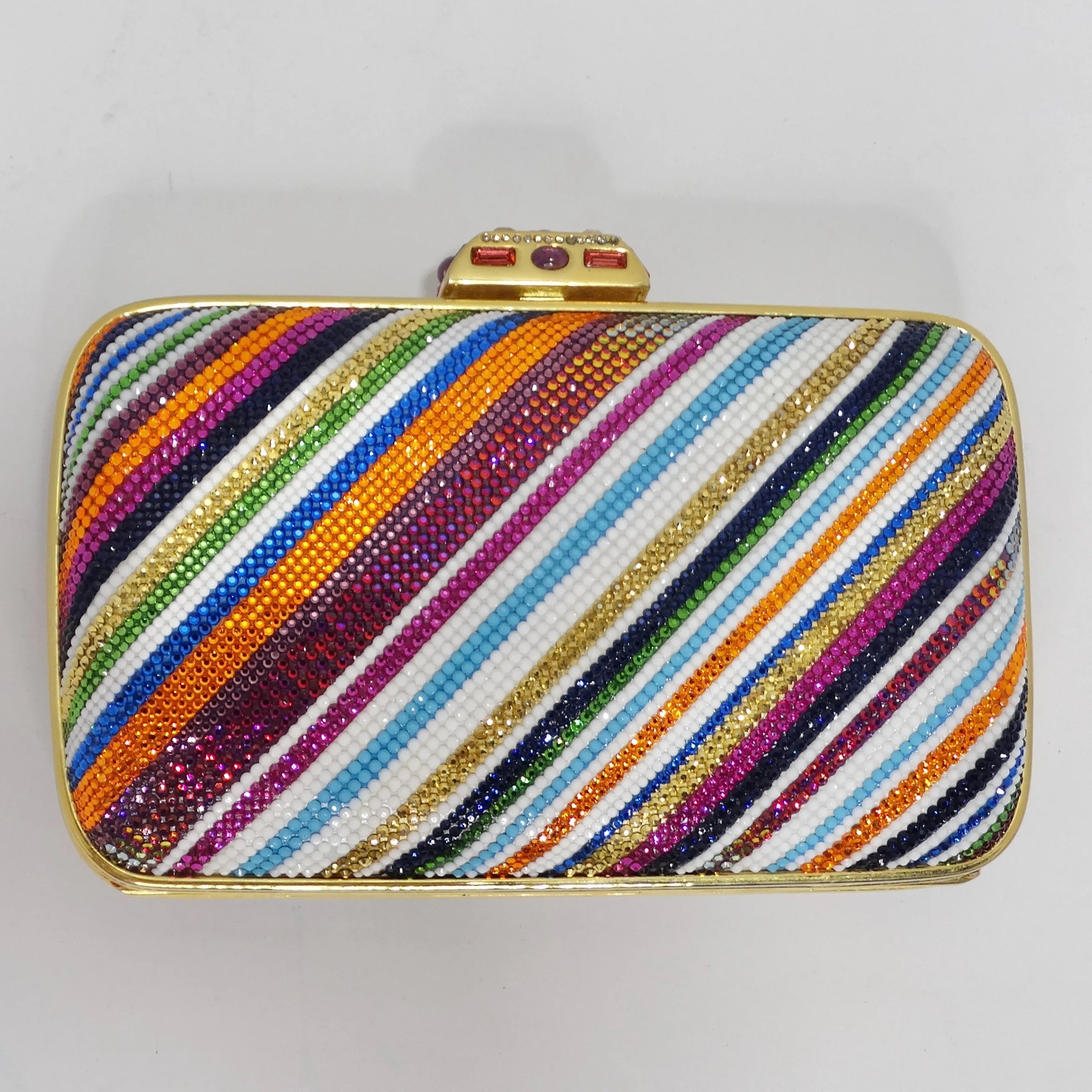 Judith Leber Multicolor Swarovski Crystal Embellished Clutch