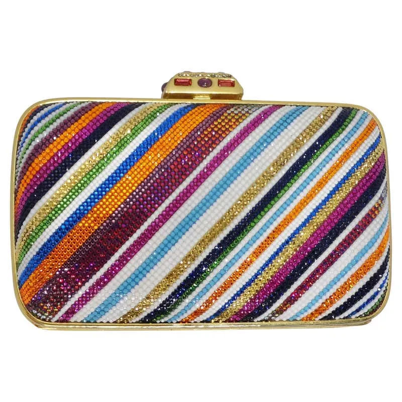 Judith Leber Multicolor Swarovski Crystal Embellished Clutch
