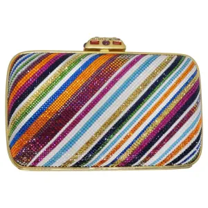 Judith Leber Multicolor Swarovski Crystal Embellished Clutch