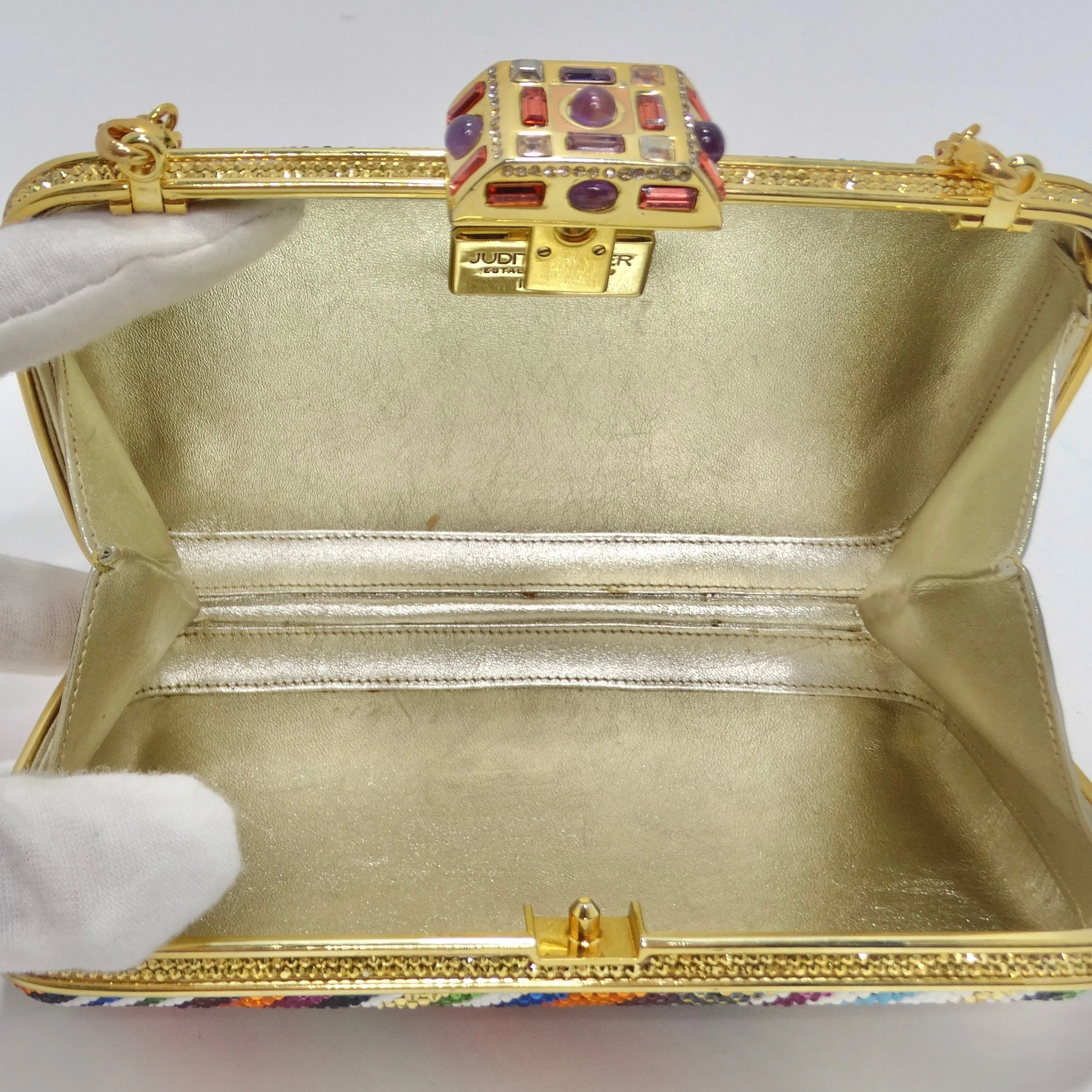 Judith Leber Multicolor Swarovski Crystal Embellished Clutch