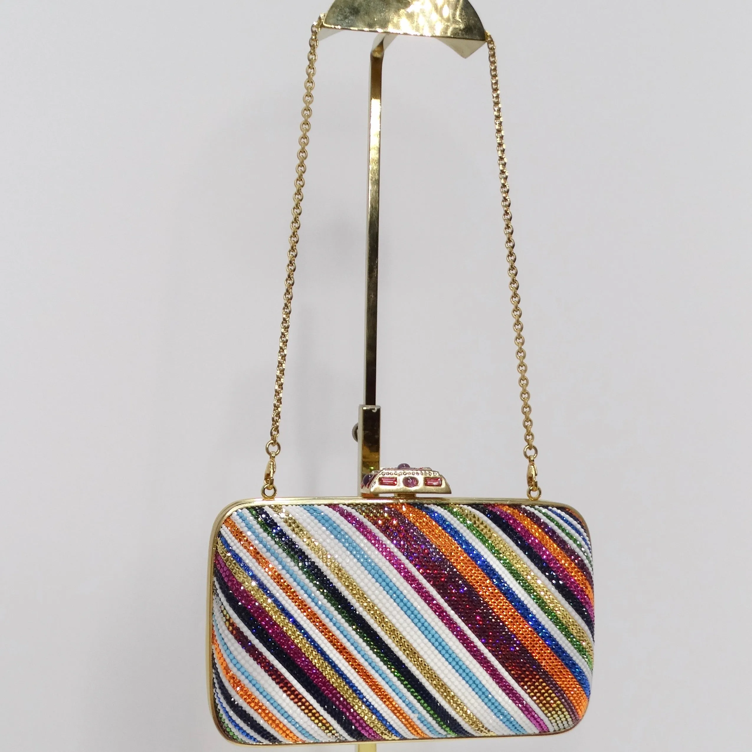 Judith Leber Multicolor Swarovski Crystal Embellished Clutch