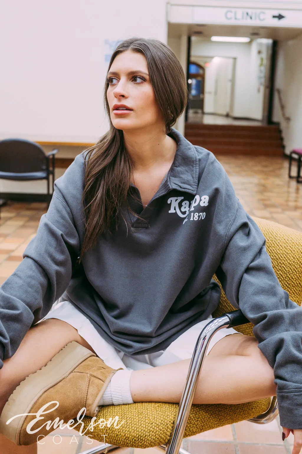 Kappa Cozy Charcoal Collared Crew
