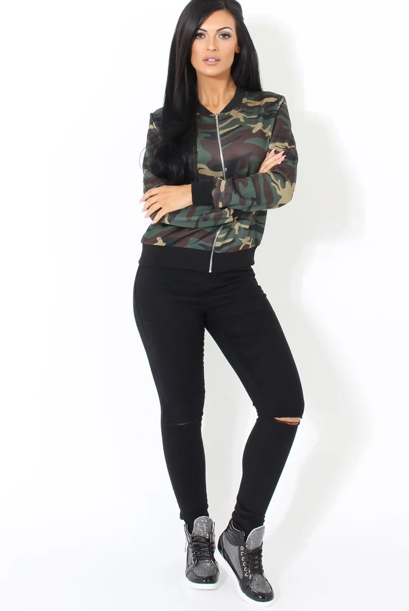 Khaki Camouflage Bomber Jacket - Wendy