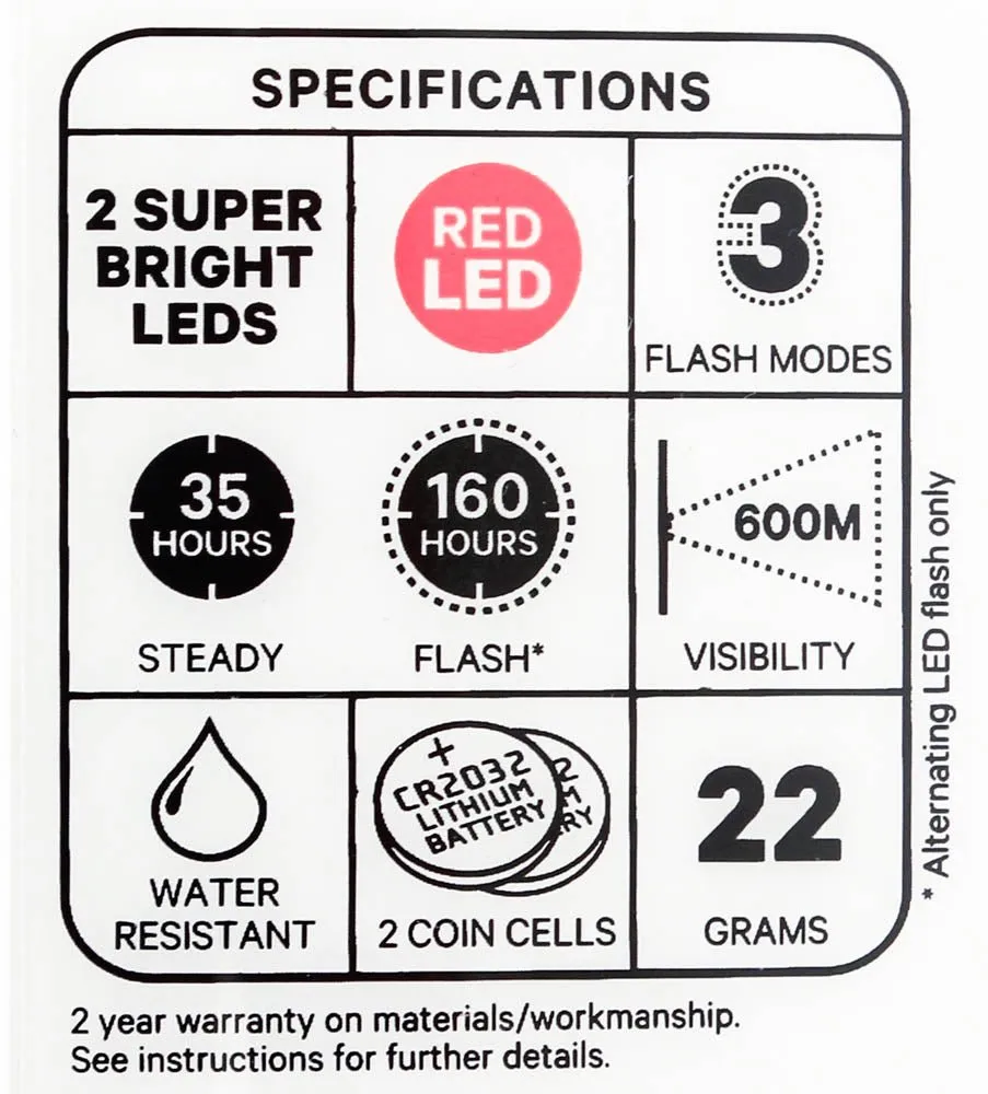 KNOG BEETLE 2 RED LED Bike Rear Light Translucent 1.6 Lumens 3 Modes NEW