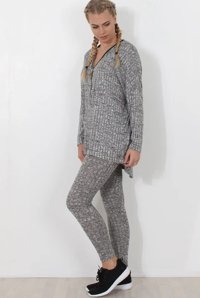 Light Grey V Neck Loungewear Set - Charlene