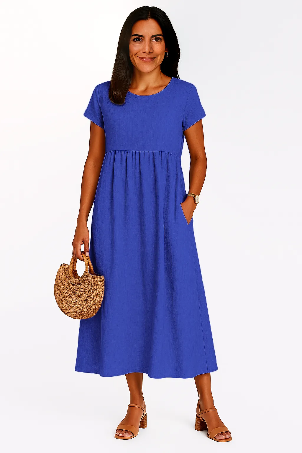 LILABOUTIQ’S | COTTON LINEN POCKET MIDI DRESS