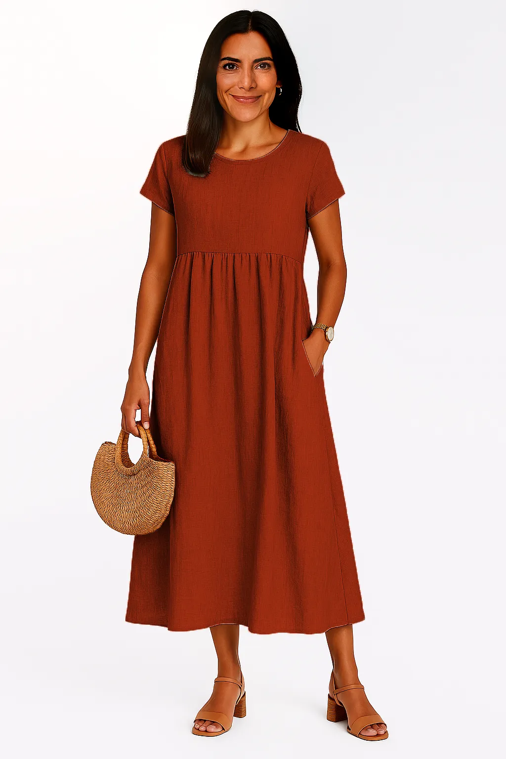 LILABOUTIQ’S | COTTON LINEN POCKET MIDI DRESS