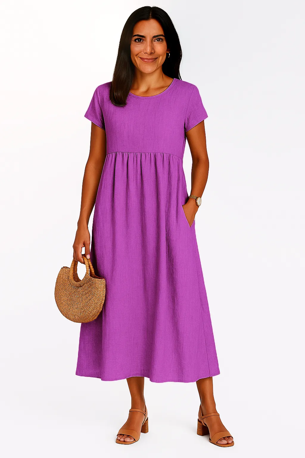 LILABOUTIQ’S | COTTON LINEN POCKET MIDI DRESS