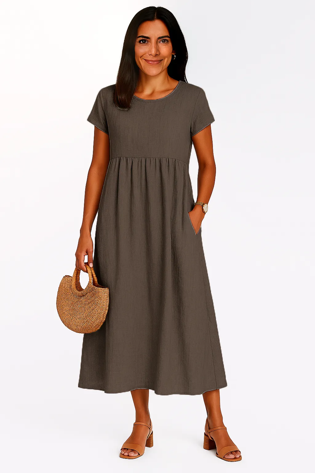 LILABOUTIQ’S | COTTON LINEN POCKET MIDI DRESS