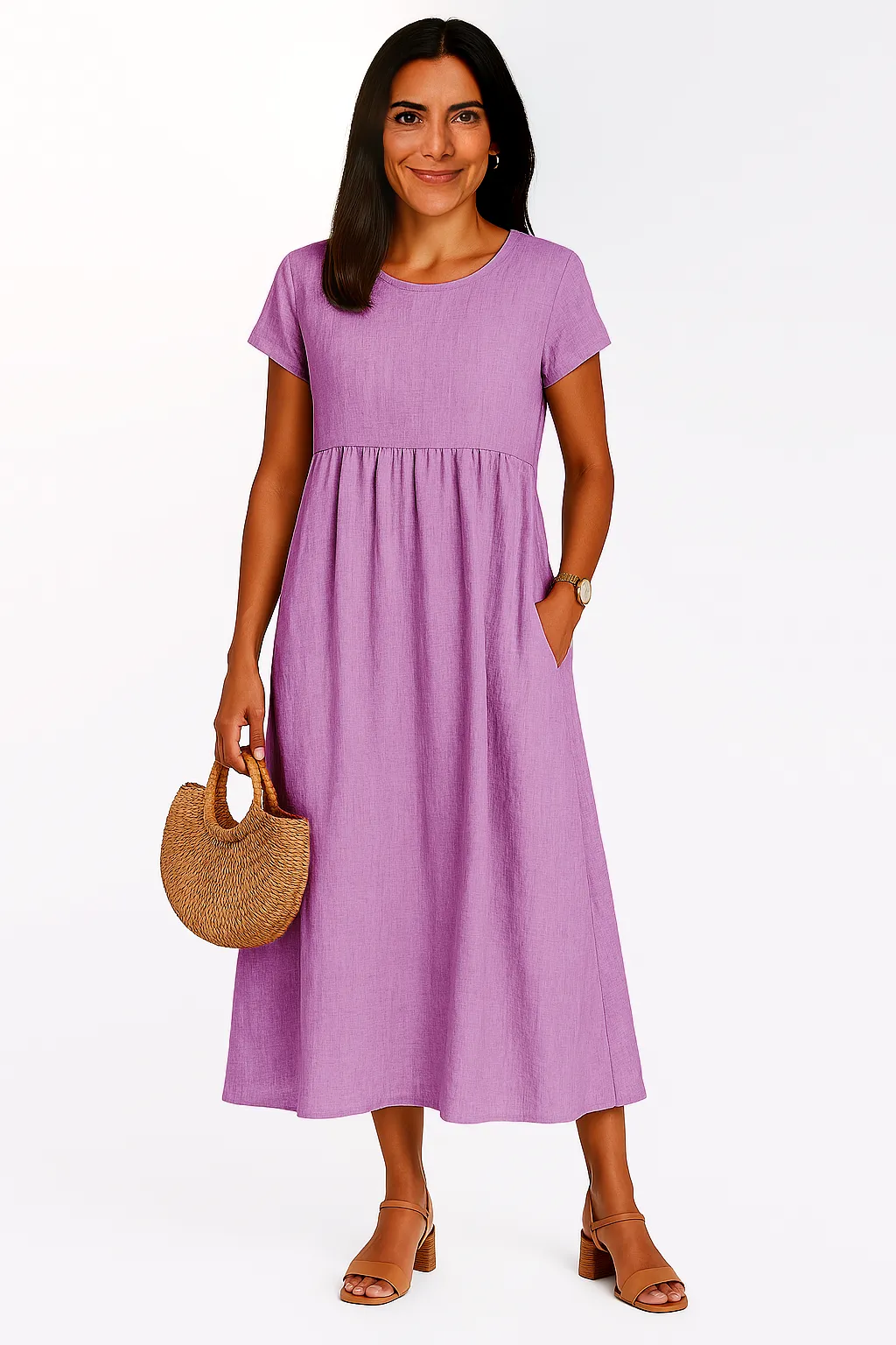 LILABOUTIQ’S | COTTON LINEN POCKET MIDI DRESS