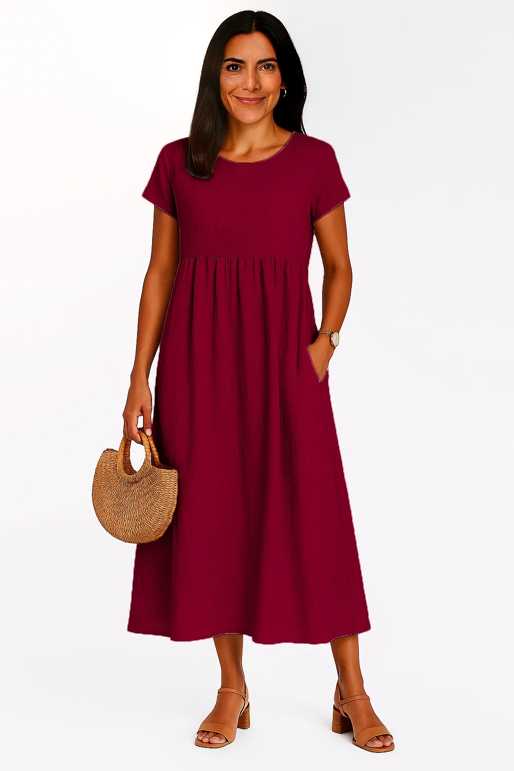 LILABOUTIQ’S | COTTON LINEN POCKET MIDI DRESS