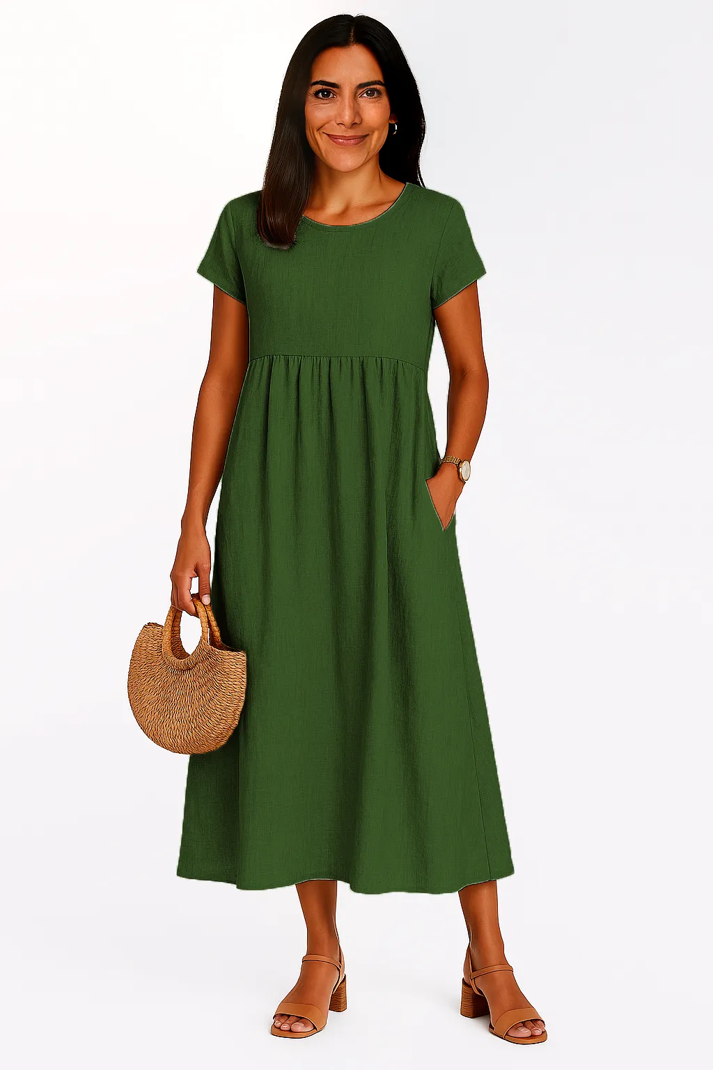 LILABOUTIQ’S | COTTON LINEN POCKET MIDI DRESS