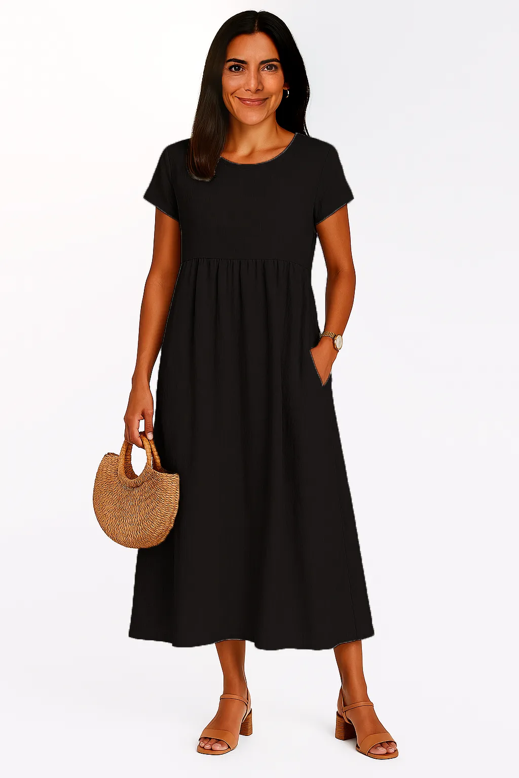 LILABOUTIQ’S | COTTON LINEN POCKET MIDI DRESS