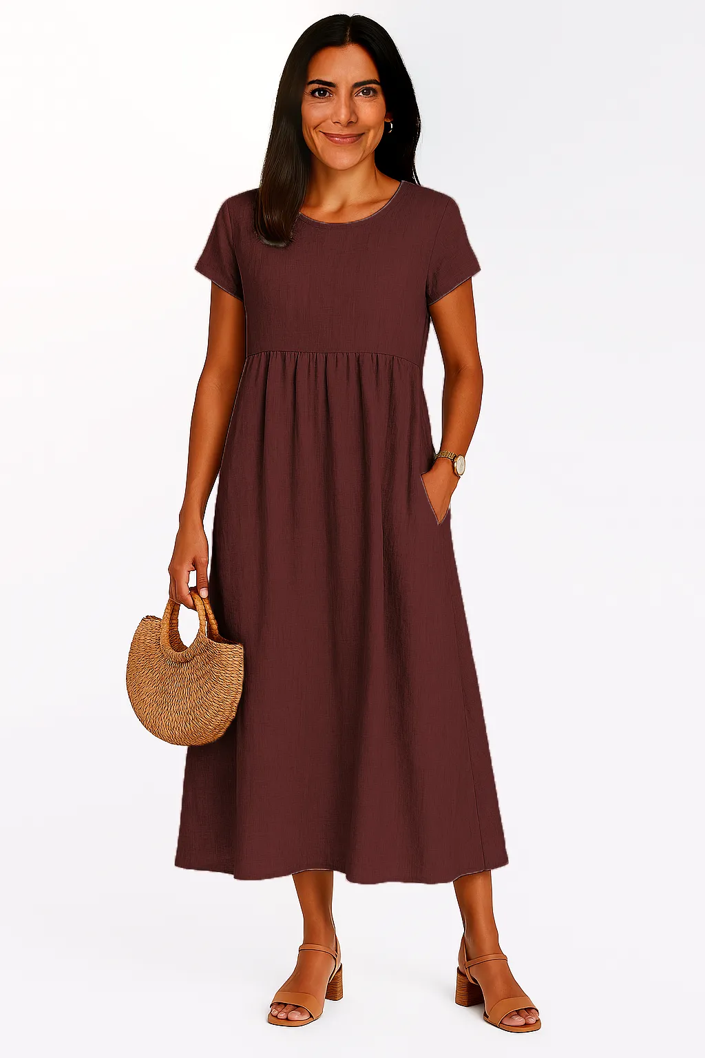 LILABOUTIQ’S | COTTON LINEN POCKET MIDI DRESS