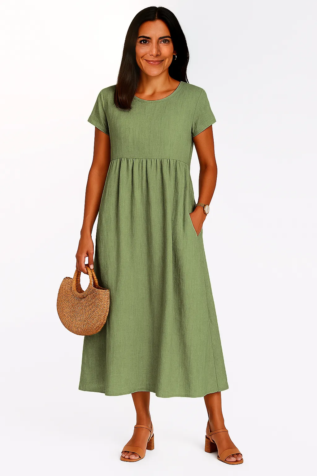 LILABOUTIQ’S | COTTON LINEN POCKET MIDI DRESS
