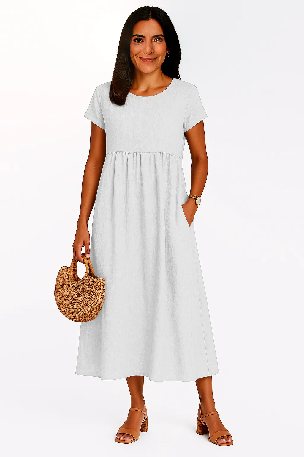 LILABOUTIQ’S | COTTON LINEN POCKET MIDI DRESS