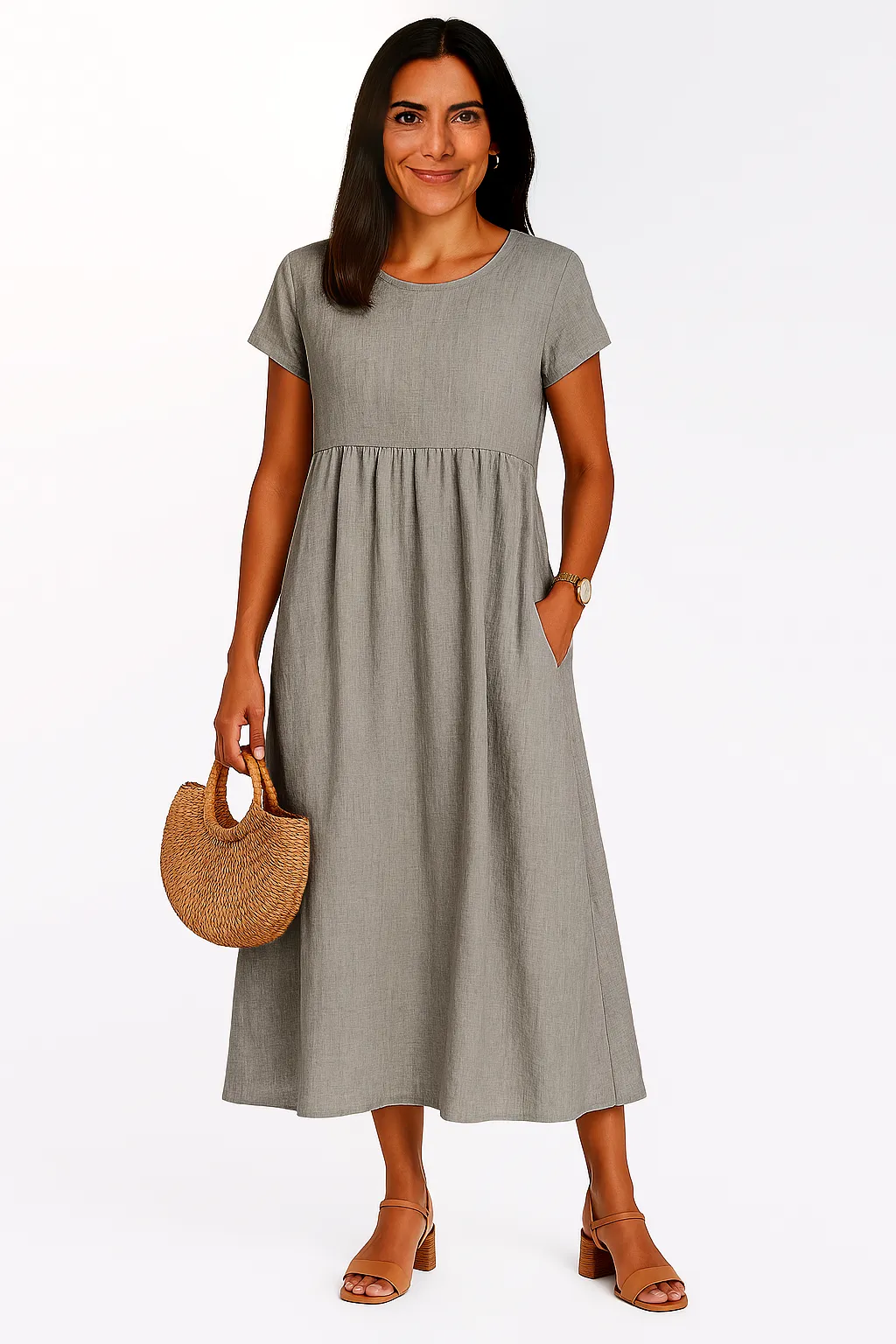 LILABOUTIQ’S | COTTON LINEN POCKET MIDI DRESS