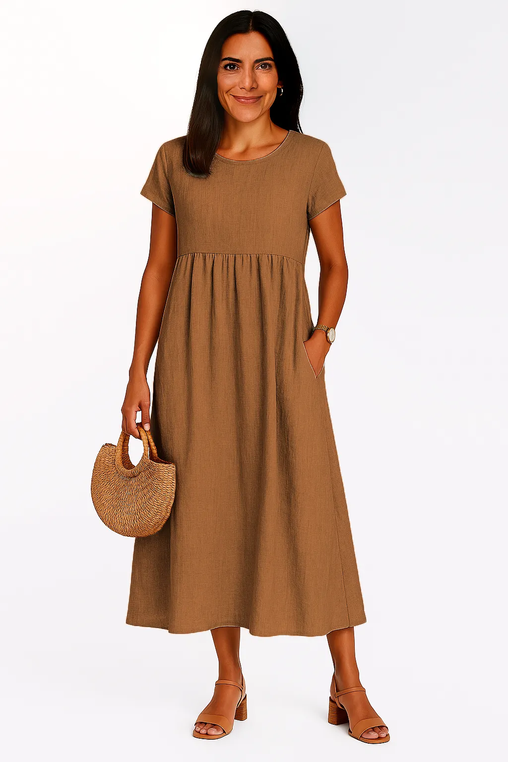 LILABOUTIQ’S | COTTON LINEN POCKET MIDI DRESS