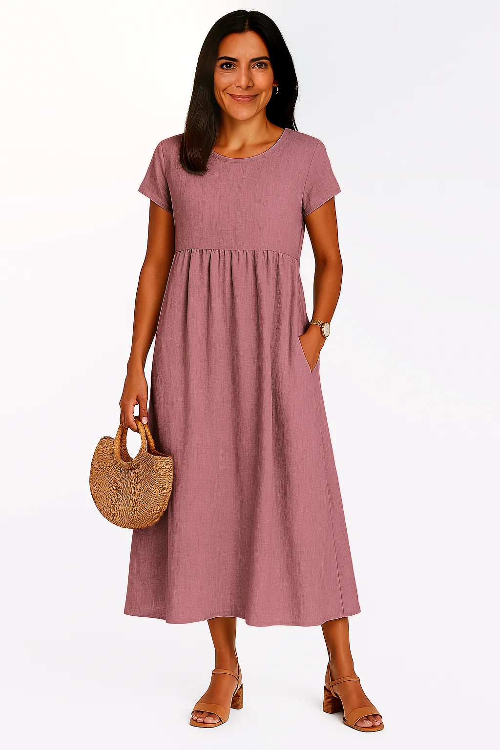 LILABOUTIQ’S | COTTON LINEN POCKET MIDI DRESS