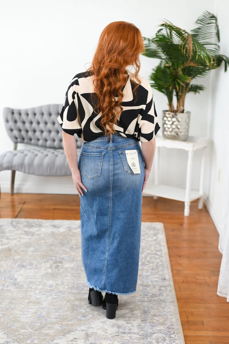 Lillian Denim Maxi Risen Skirt