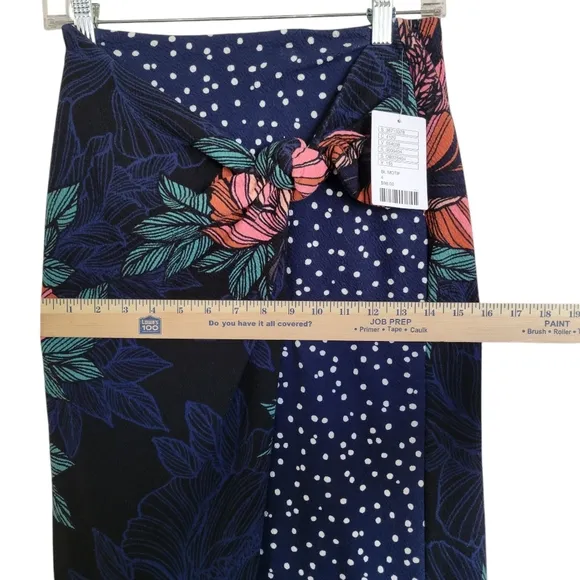 MAEVE Anthropologie Faux Wrap Pencil Skirt Navy Floral 4