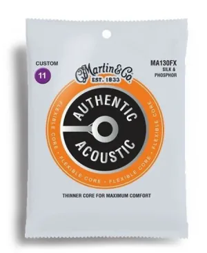 Martin Authentic Acoustic Flexible Core Silk & Phosphor Custom Guitar String Set (11-47)