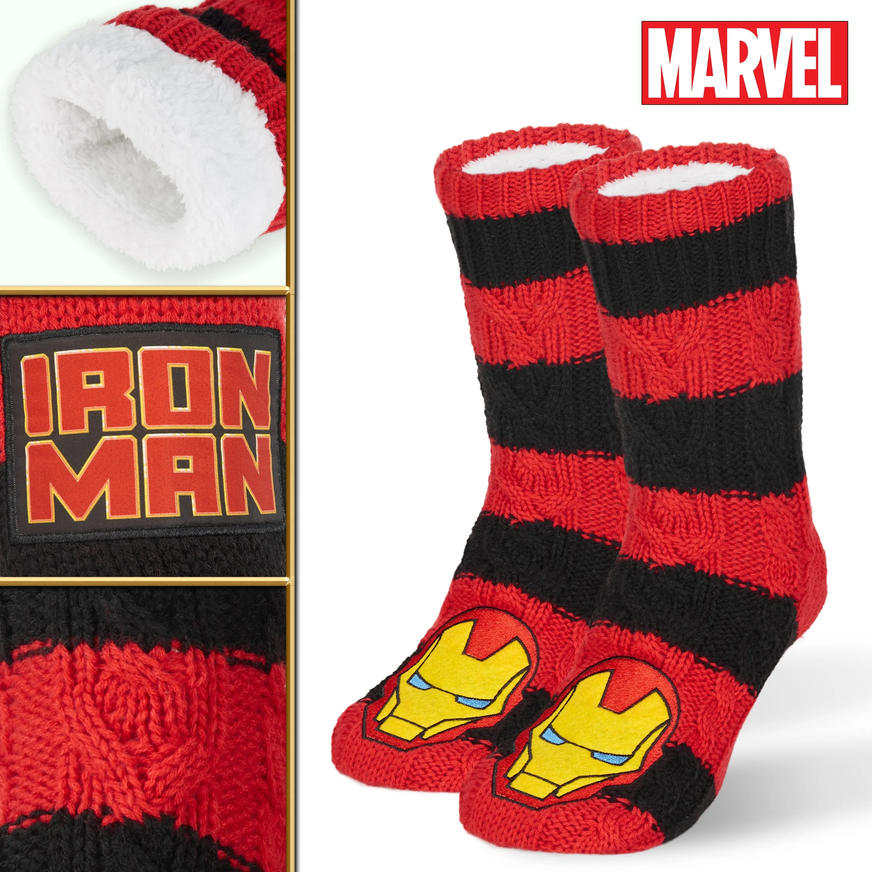Marvel Fluffy Socks, Mens Slipper Socks, Iron Man Warm Knitted Socks