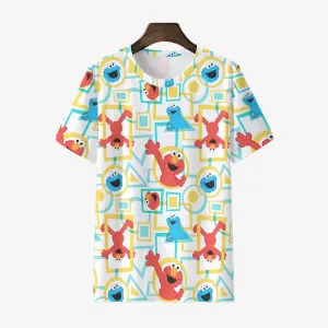 Men's Geometric Cartoon Character Round Neck Casual T-Shirt 2403000268