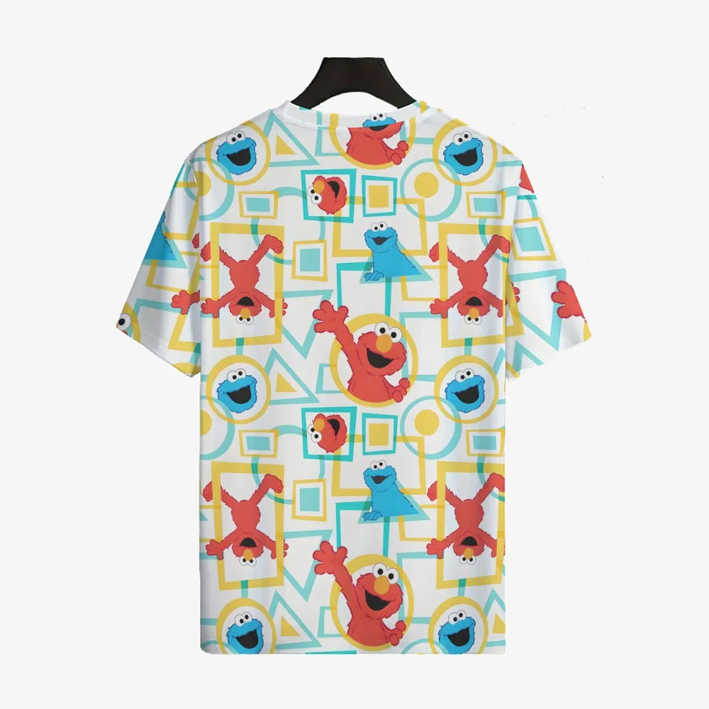 Men's Geometric Cartoon Character Round Neck Casual T-Shirt 2403000268