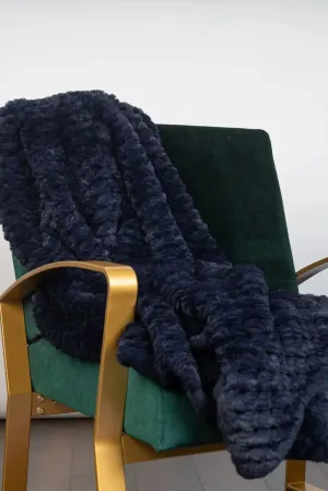 Midnight Blue Knitted Rex Rabbit Throw
