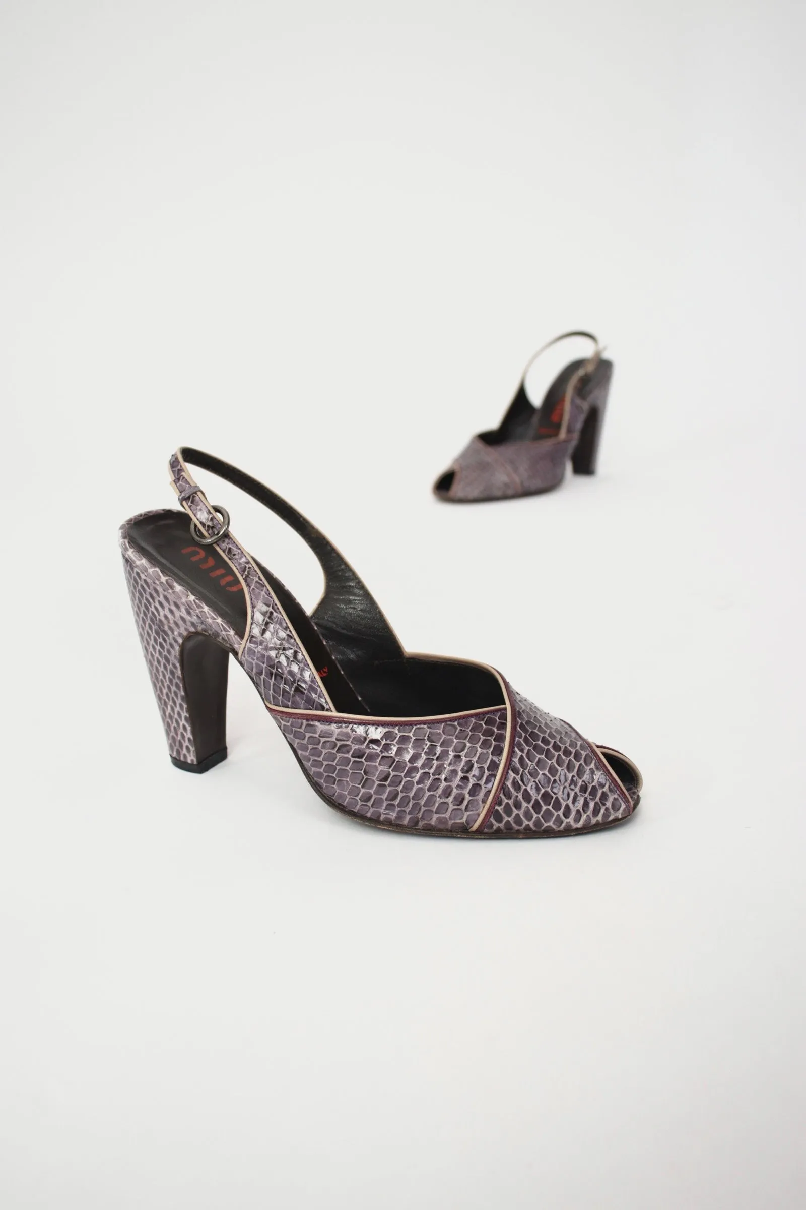Miu Miu Snakeskin Slingback Pumps