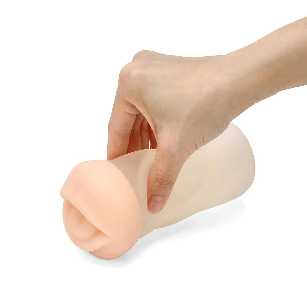 Neojoy - Transparant Dual Color Blowjob Handheld Masturbator - 0.29kg - Dual Color White Skin & Clear