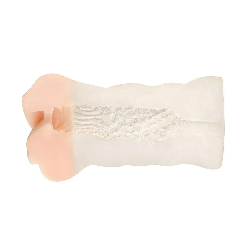 Neojoy - Transparant Dual Color Blowjob Handheld Masturbator - 0.29kg - Dual Color White Skin & Clear