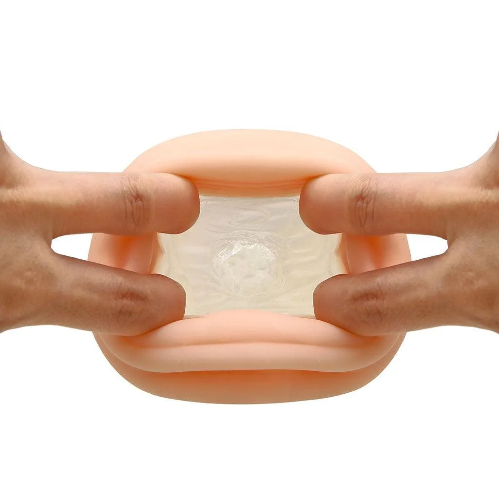 Neojoy - Transparant Dual Color Blowjob Handheld Masturbator - 0.29kg - Dual Color White Skin & Clear