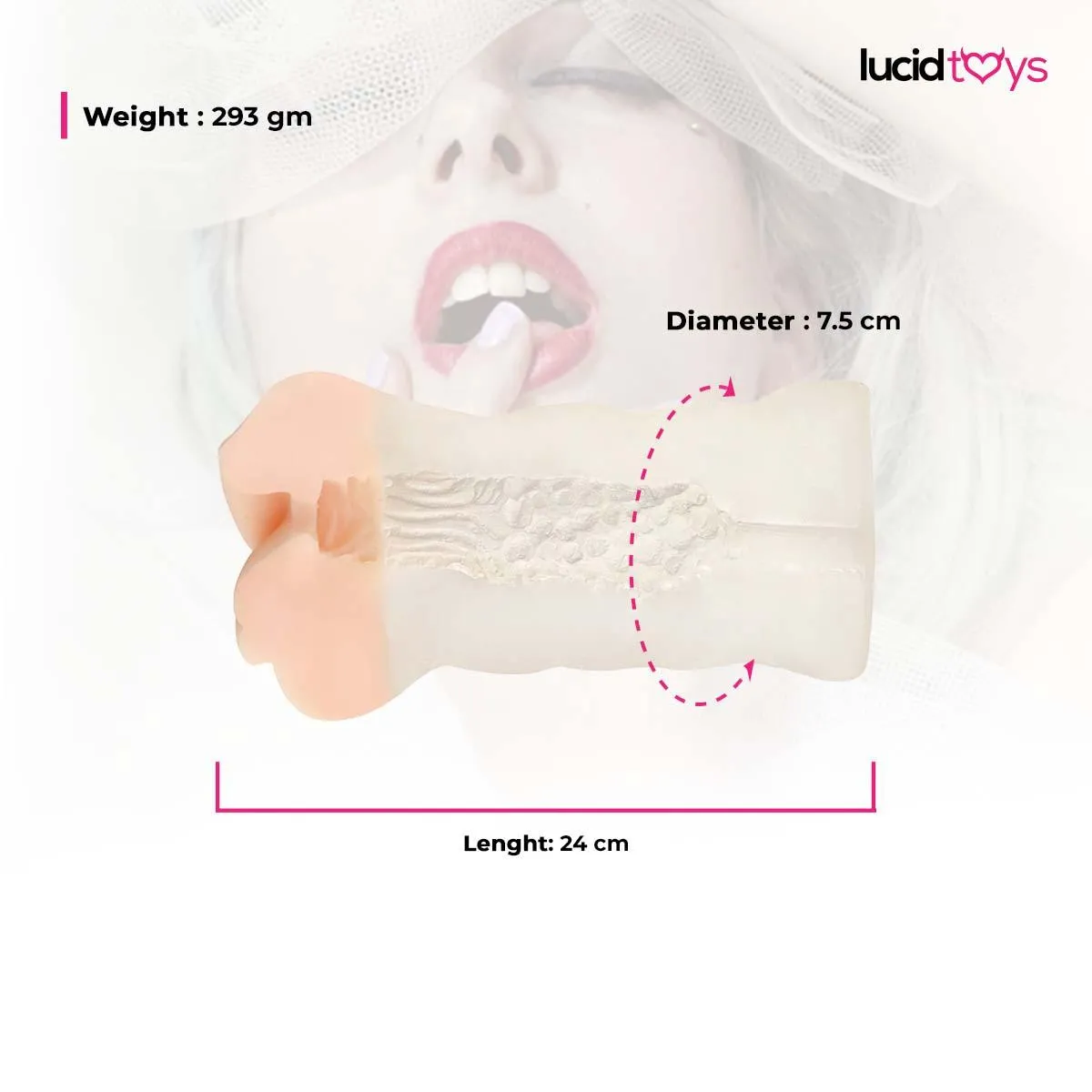 Neojoy - Transparant Dual Color Blowjob Handheld Masturbator - 0.29kg - Dual Color White Skin & Clear