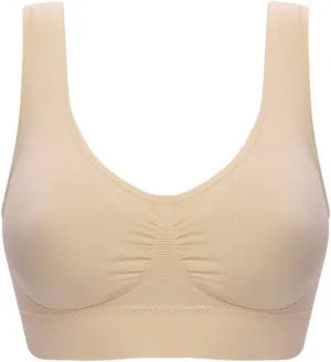 New Seamless Comfortable Sports Bra, Workout Wire free All Day Comfort Bra, Beige Sz L