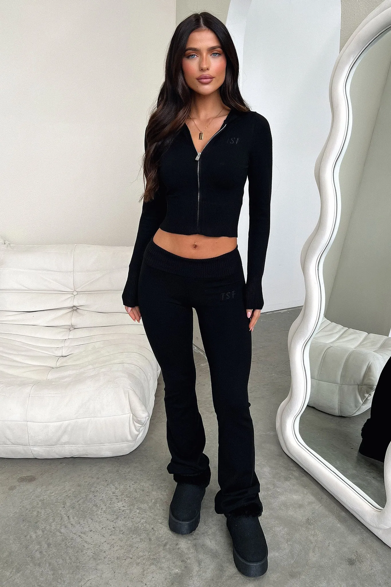 Nicki Knit Zip-Up - Black