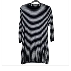 NWT Chico’s Zenergy Navy and Gray Striped Mockneck Midi Dress size Large