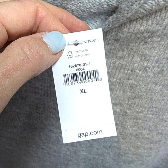 NWT Gap Maternity High Neck Oversized Tunic Sweater Dress Light Heather Grey XL
