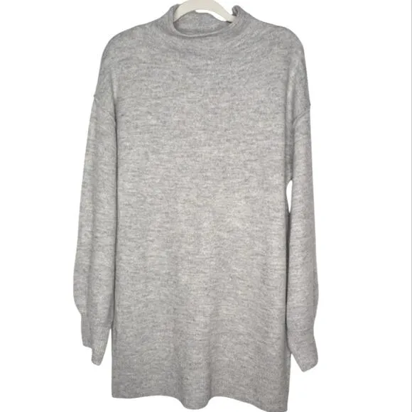 NWT Gap Maternity High Neck Oversized Tunic Sweater Dress Light Heather Grey XL