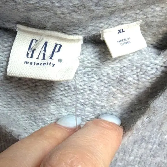 NWT Gap Maternity High Neck Oversized Tunic Sweater Dress Light Heather Grey XL