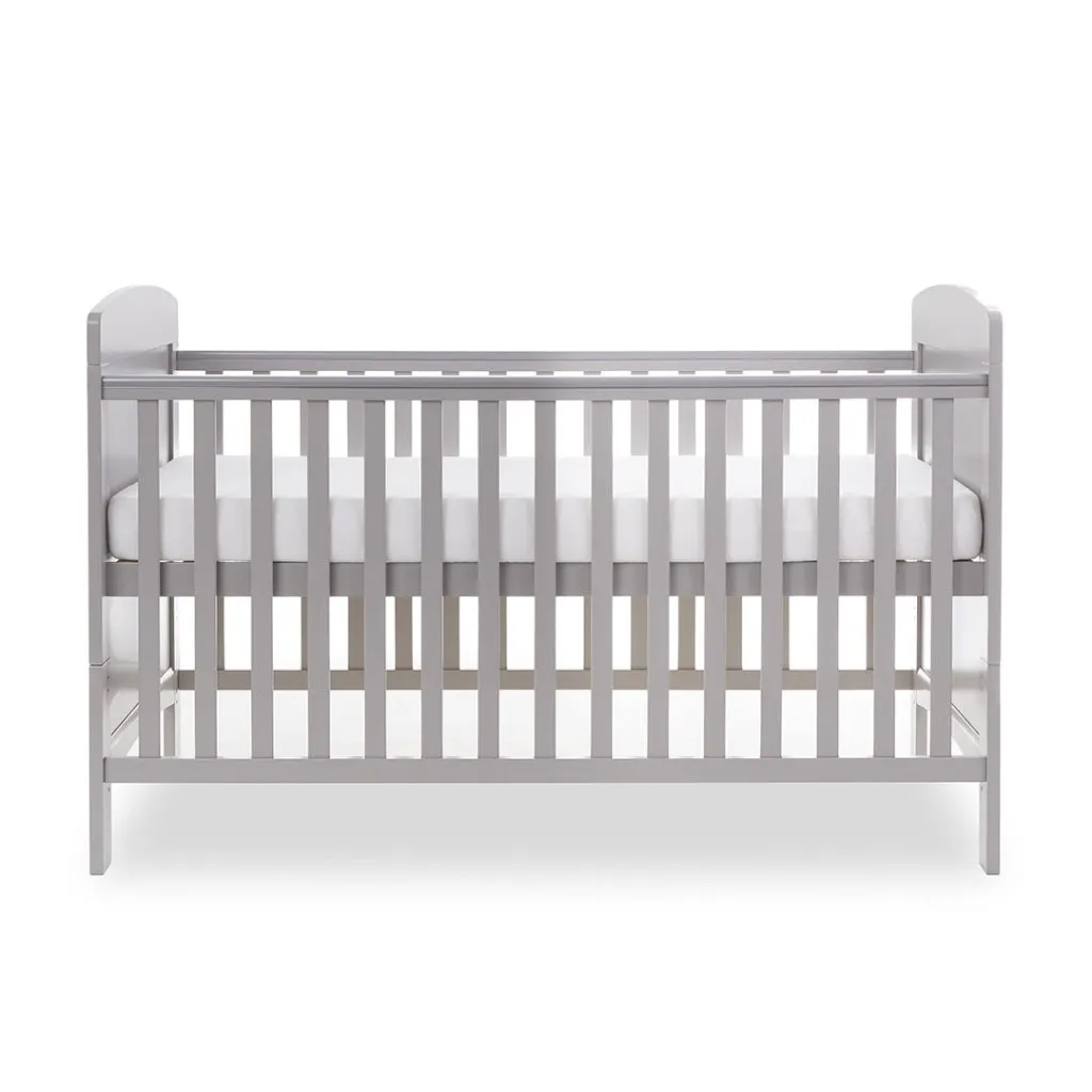 OBABY Grace Cot Bed & Fibre Mattress - Warm Grey